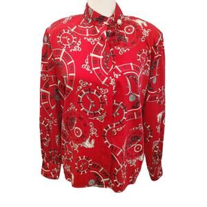 Vintage Josephine Chaus Blouse Top Sz 10 Red